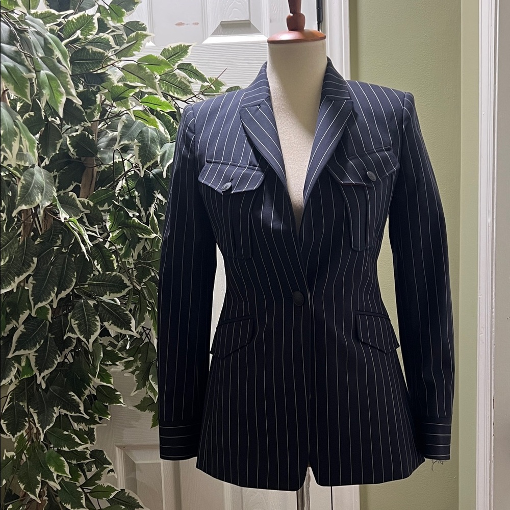 Rag & Bone Navy Striped Women's Owen Blazer